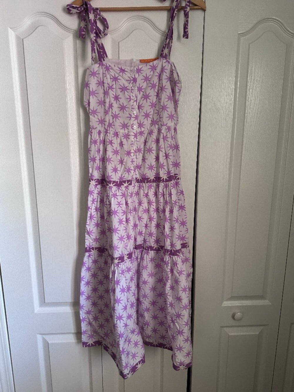 Oliphant Summer Star Midi Dress Tie Sleeves Sz S